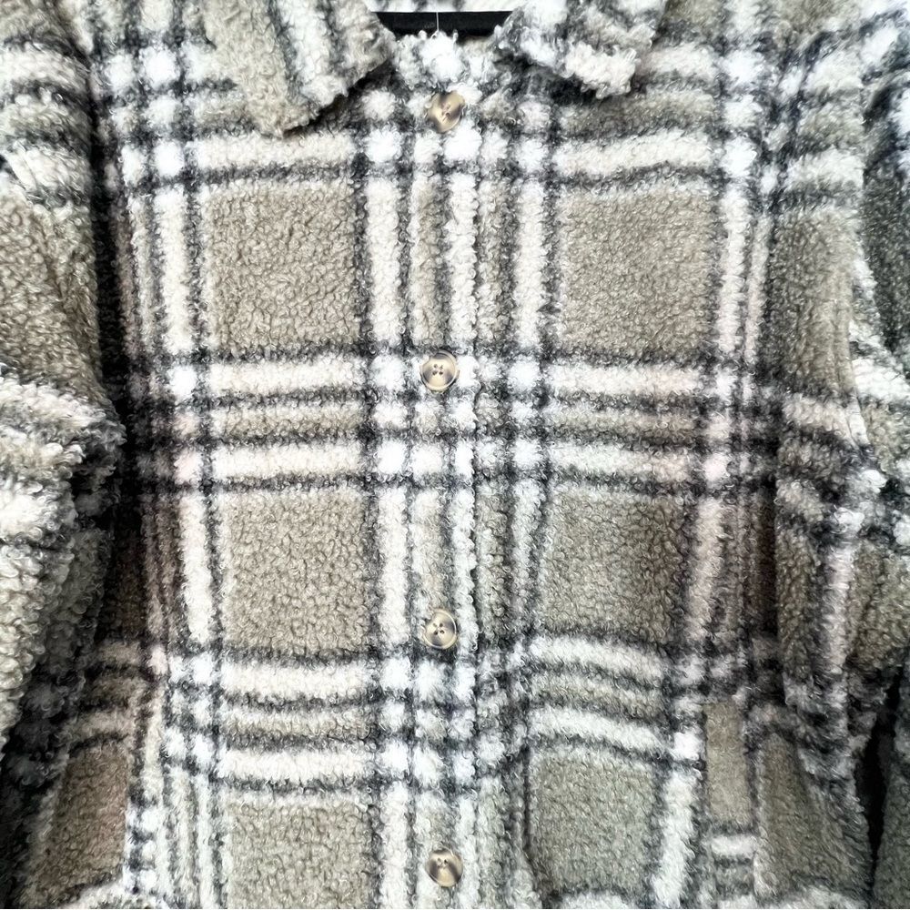 NWT Berkley Jensen Boucle Shacket Green Black Tan Plaid XXL - Picture 4 of 11